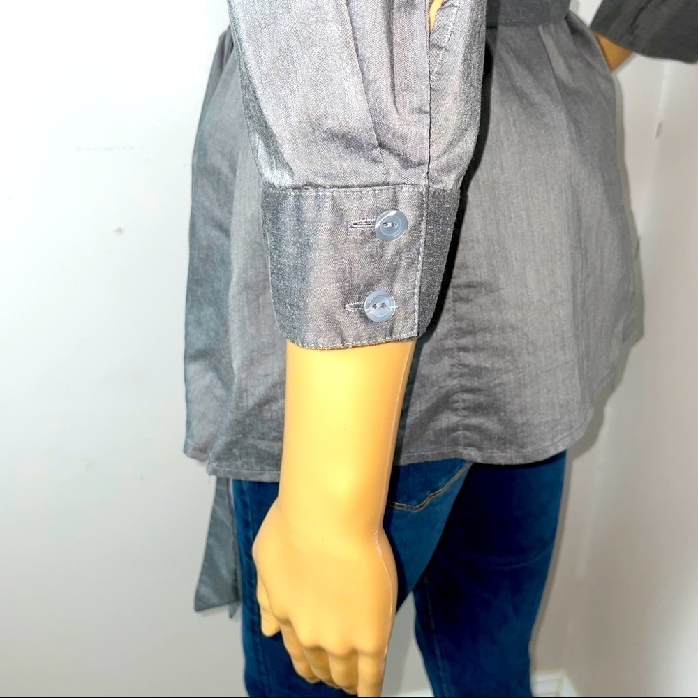 East 5th Collared Wrap Blouse – Gray, Size Medium - Picture 6 of 11